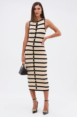 KAREN STRIPE KNIT MIDI DRESS