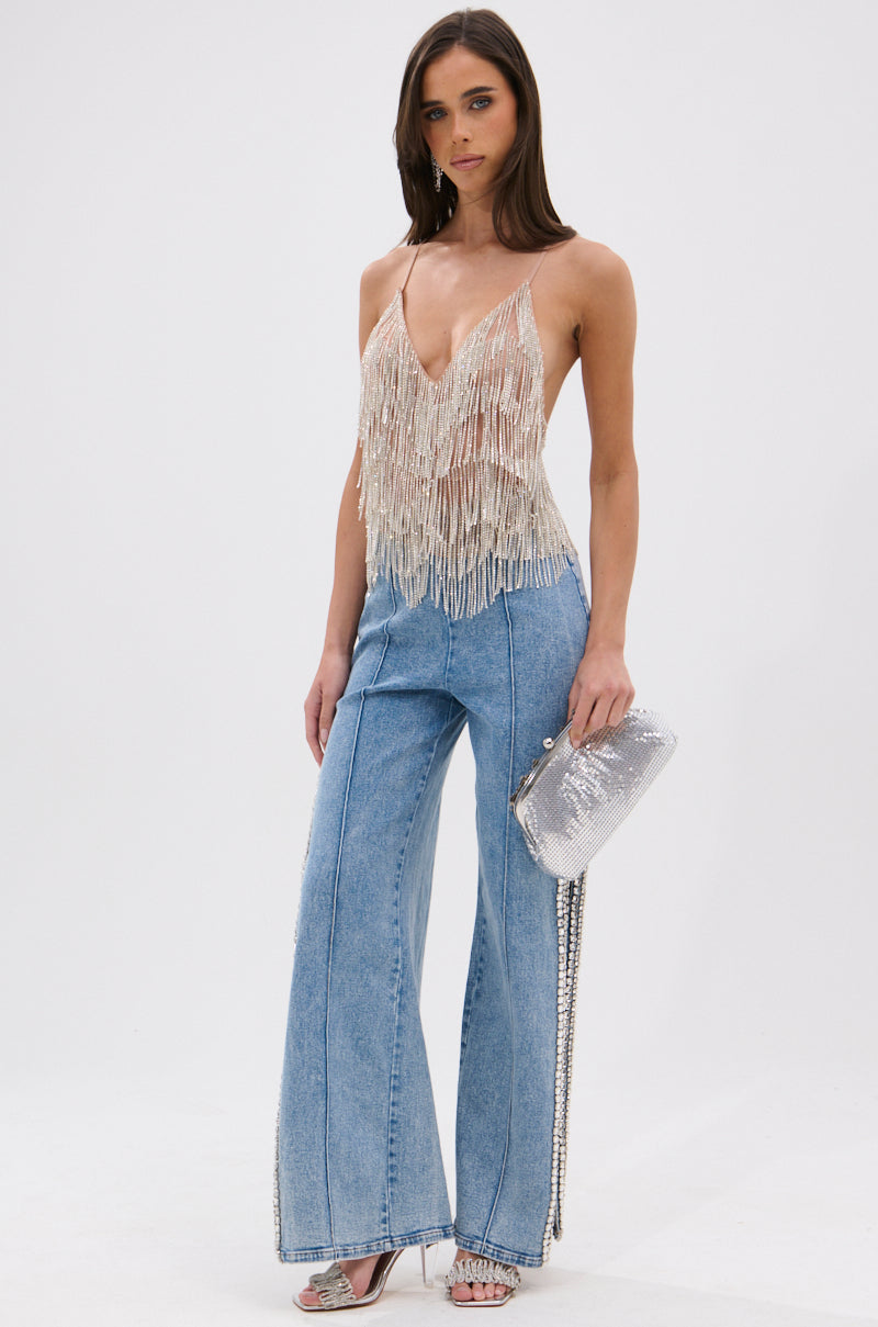 SHINING STAR RHINESTONE FRINGE TANK TOP