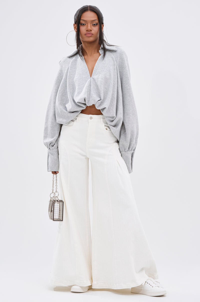 NEW RULES HIGH LOW BLOUSE IN GREY