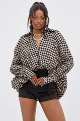 I KNOW WHAT I WANT HOUNDSTOOTH BLOUSE TOP