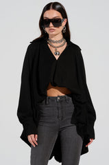 NEW RULES HIGH LOW HEM BLOUSE IN BLACK