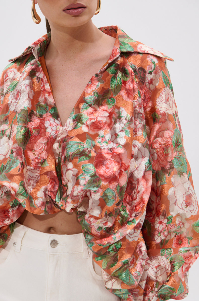 SUNSHINE FLORAL HIGH LOW BLOUSE