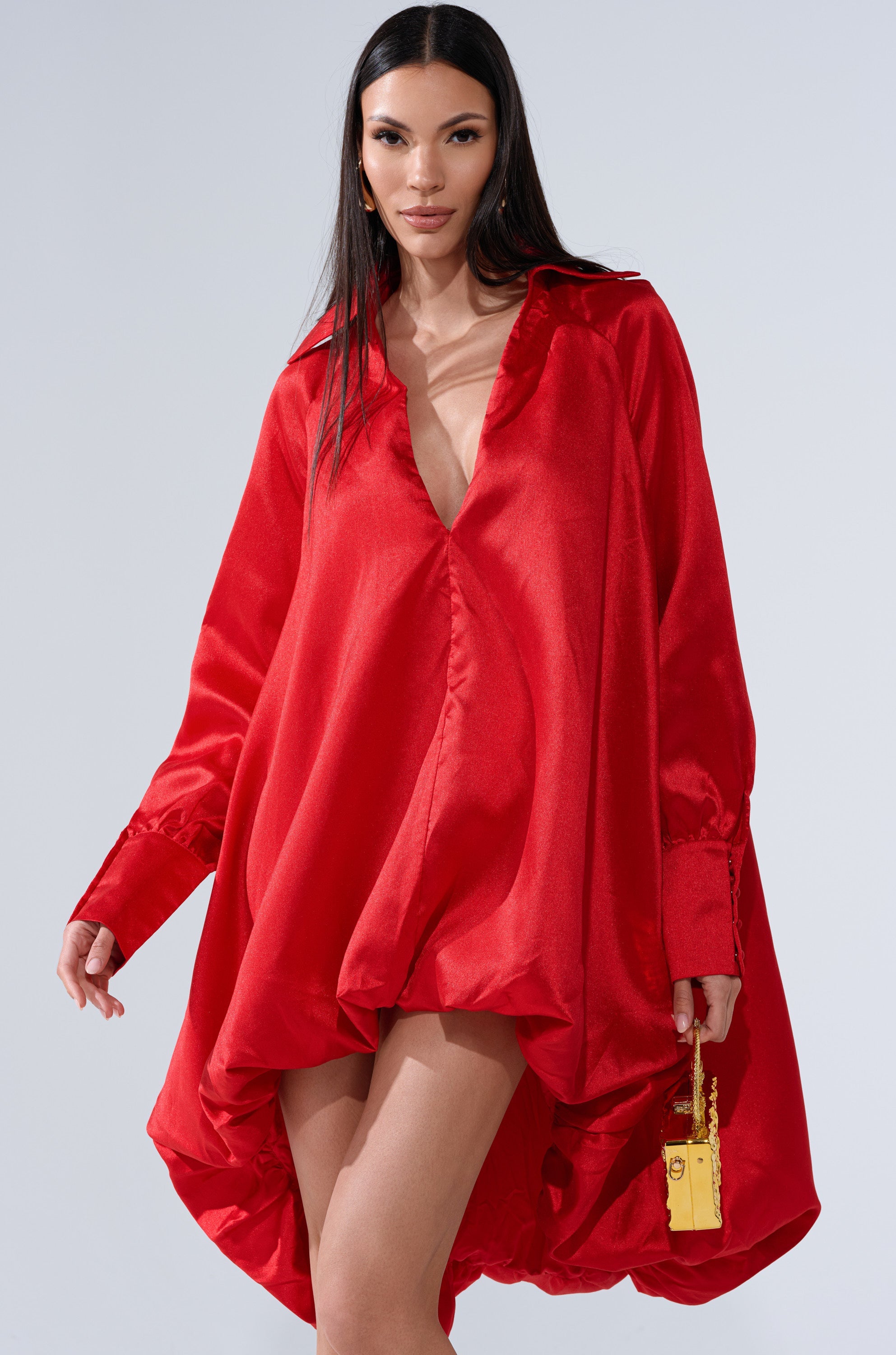 ELOUISE HI LOW DRESS IN RED