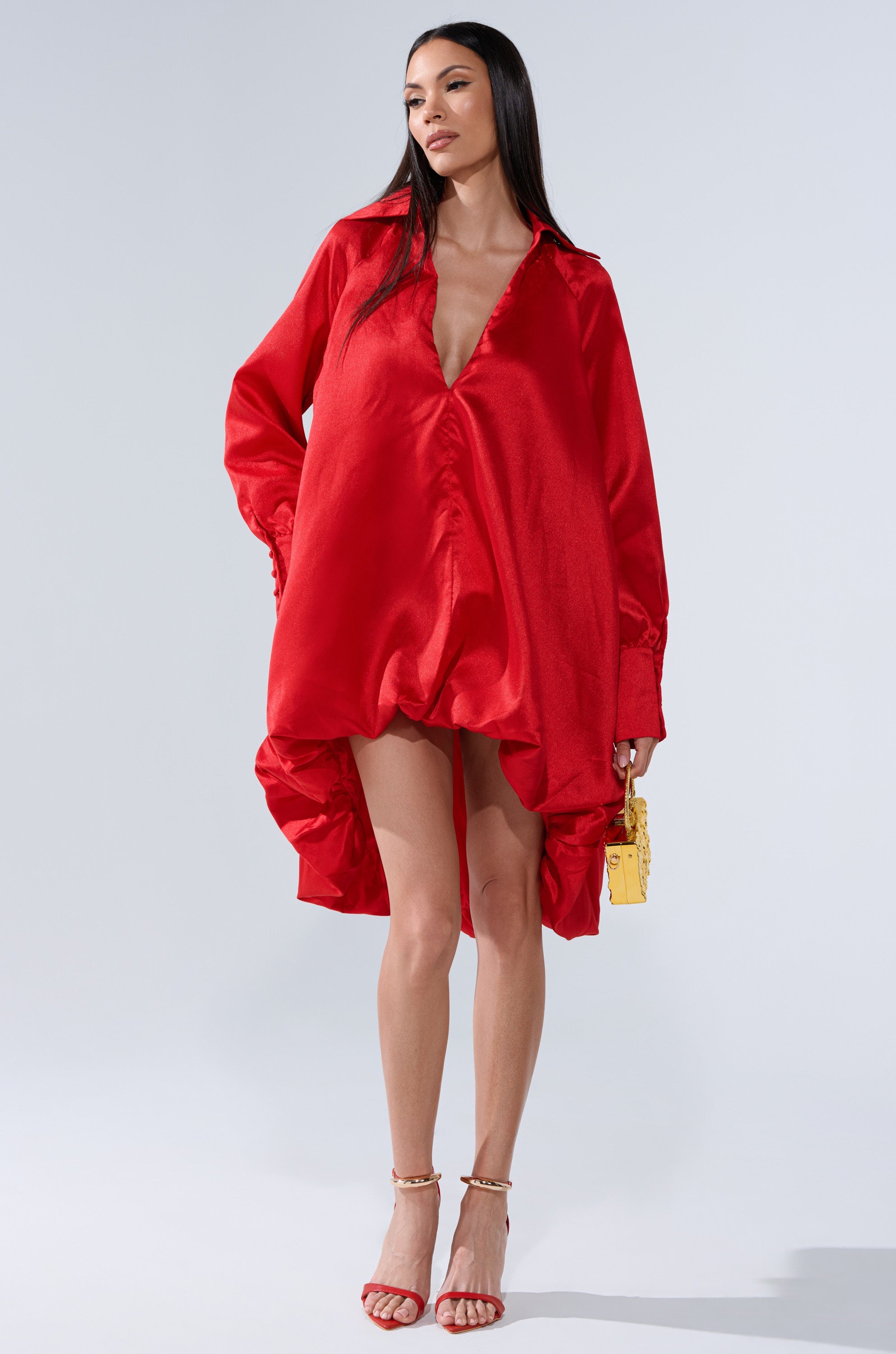 ELOUISE HI LOW DRESS IN RED