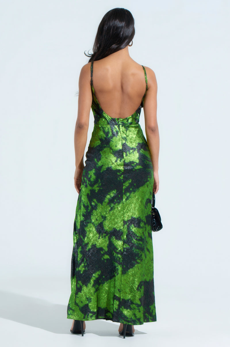 LENNON PRINTED METALLIC MAXI DRESS