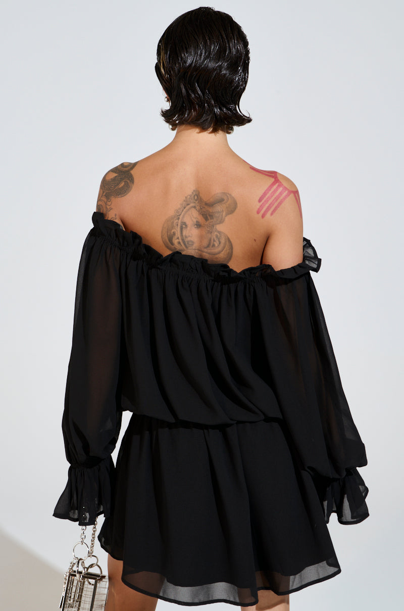 CHLOE MESH OFF THE SHOULDER MINI DRESS