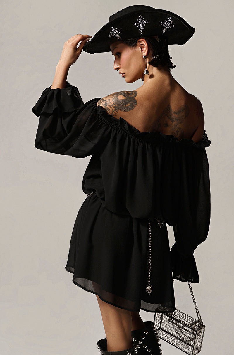 CHLOE MESH OFF THE SHOULDER MINI DRESS