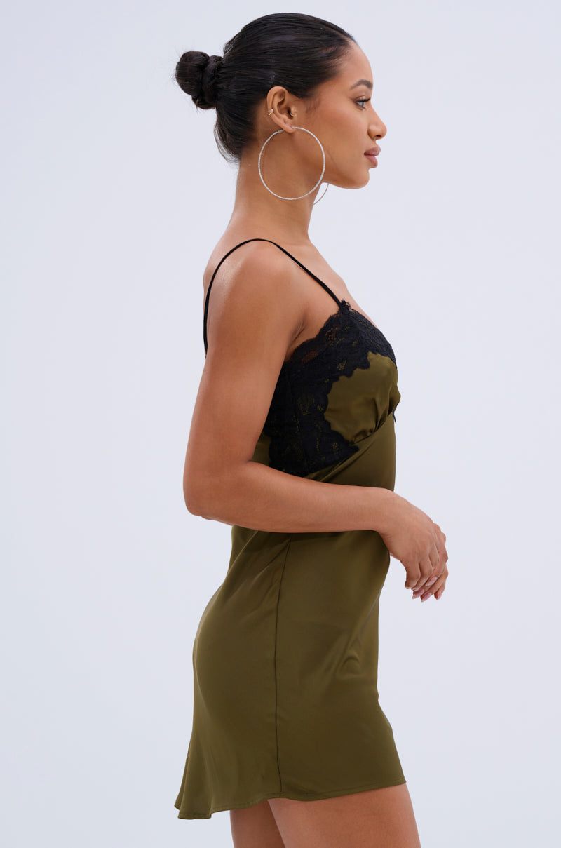 LET'S GET OUT OF HERE SATIN MINI DRESS