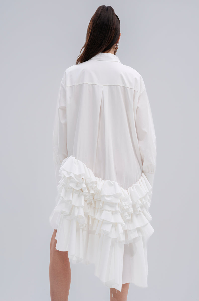 KIND OF A BIG DEAL POPLIN HIGH LOW DRESS IN WHITE