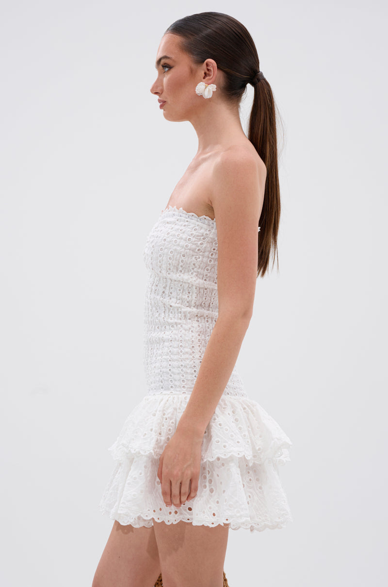 LETS GO TO THE BEACH RUFFLE MINI DRESS