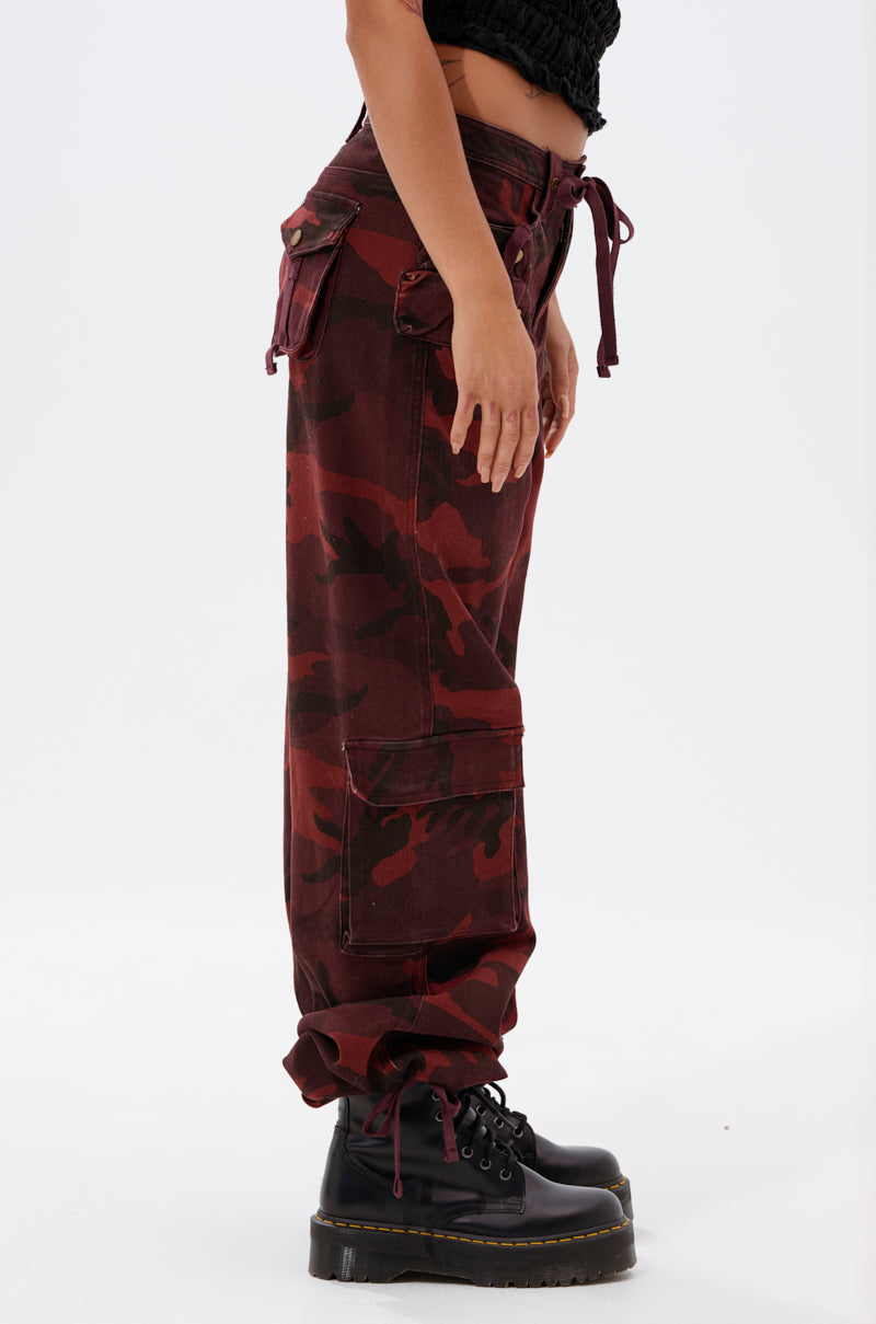 CANT SEE ME BURGUNDY CAMP CARGO JOGGER