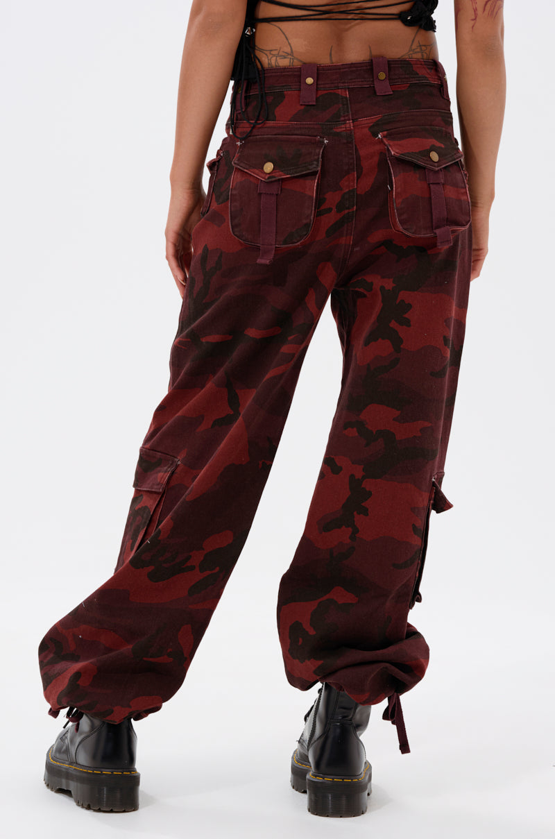 CANT SEE ME BURGUNDY CAMP CARGO JOGGER