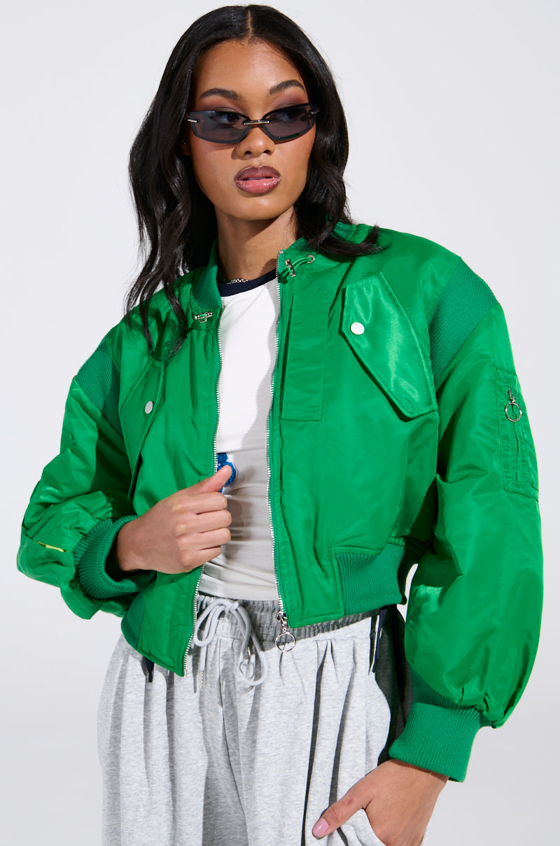 LUCKY ME ASYMMETRICAL BOMBER IN GREEN