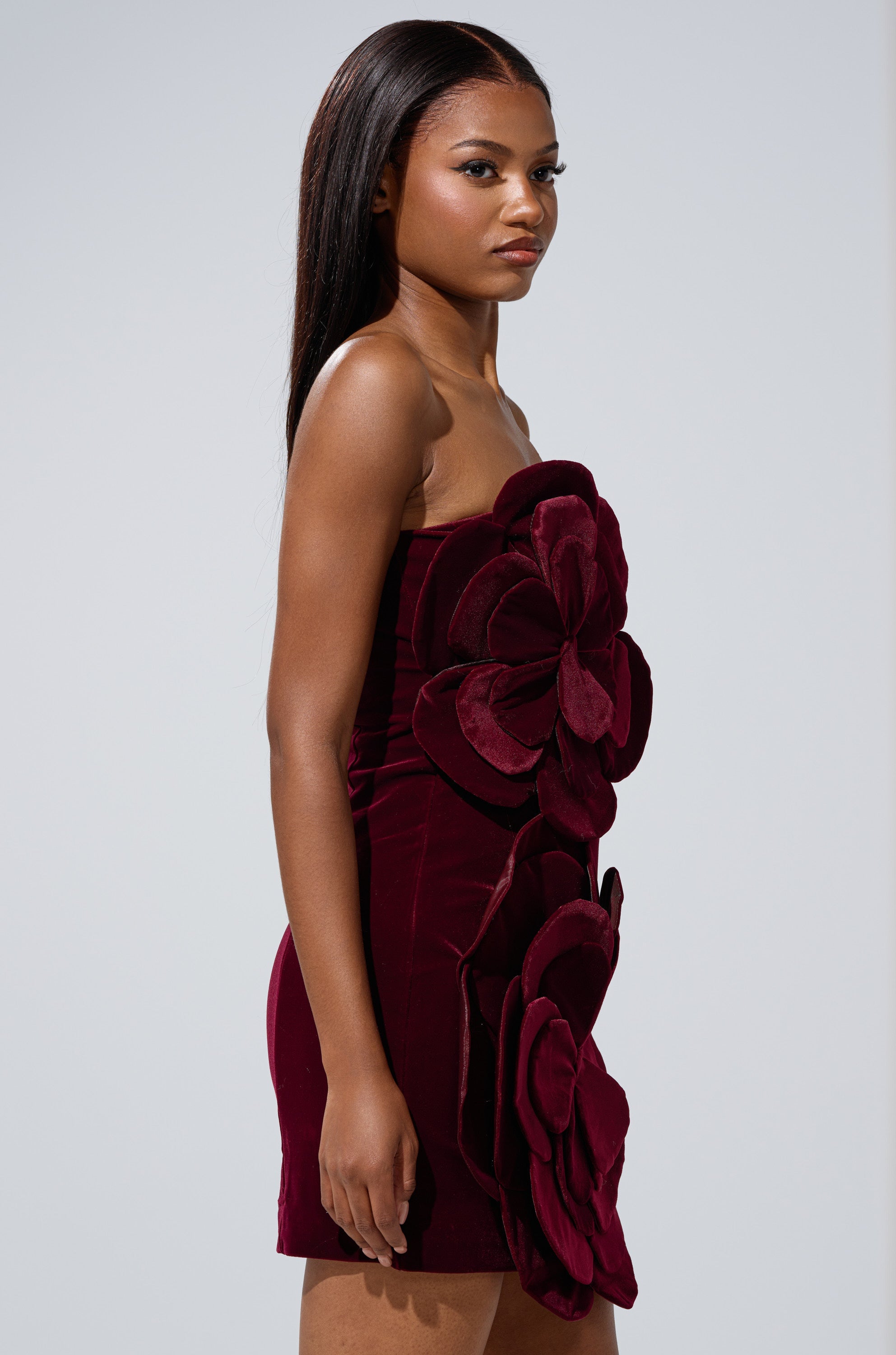 FLOWER POWER VELVET MINI DRESS