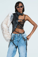 PRETTY RECKLESS FAUX LEATHER HALF THERE TOP