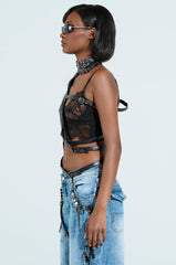 PRETTY RECKLESS FAUX LEATHER HALF THERE TOP