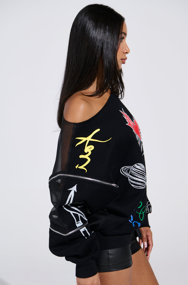 DEEP THOUGHTS OVERSIZED GRAPHIC SWEATSHIRT