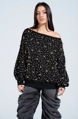 IN THE AIR OFF THE SHOULDER SWEATSHIRT