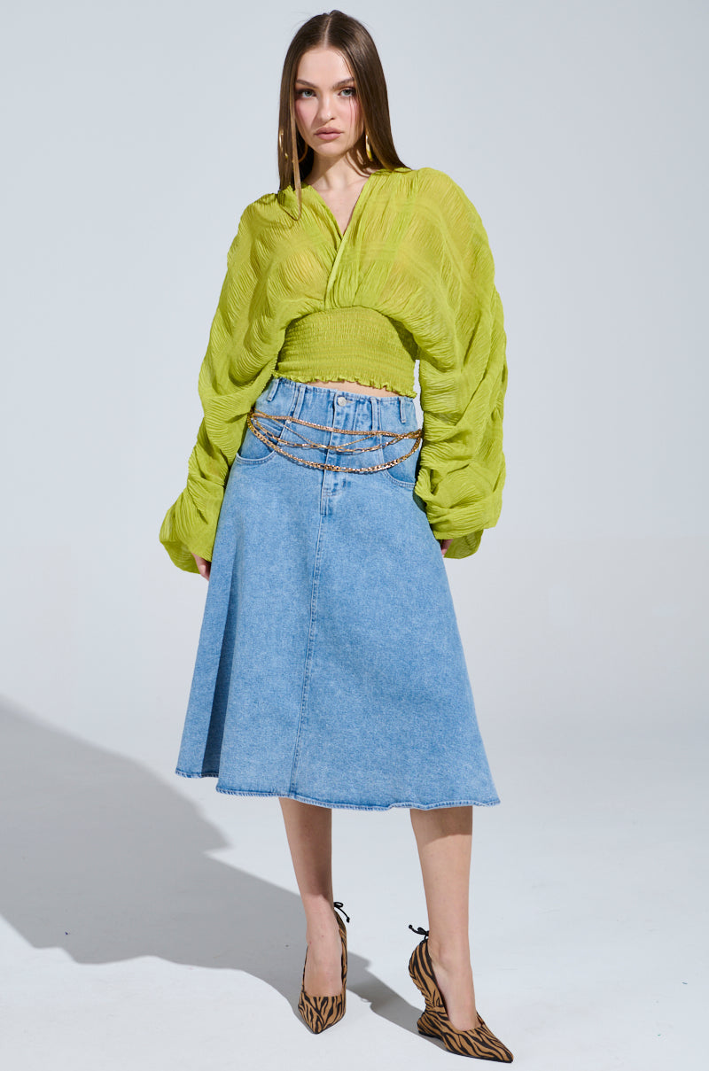 ALL THE BUZZ DEEP V LONG SLEEVE BLOUSE