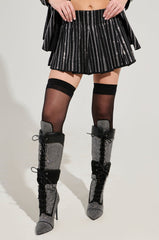 ONTO THE NEXT EMBELLISHED PLEATED MINI SKIRT