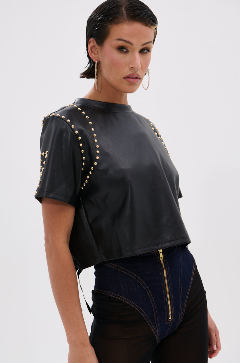 ROCKSTAR STUDDED FRINGE TOP