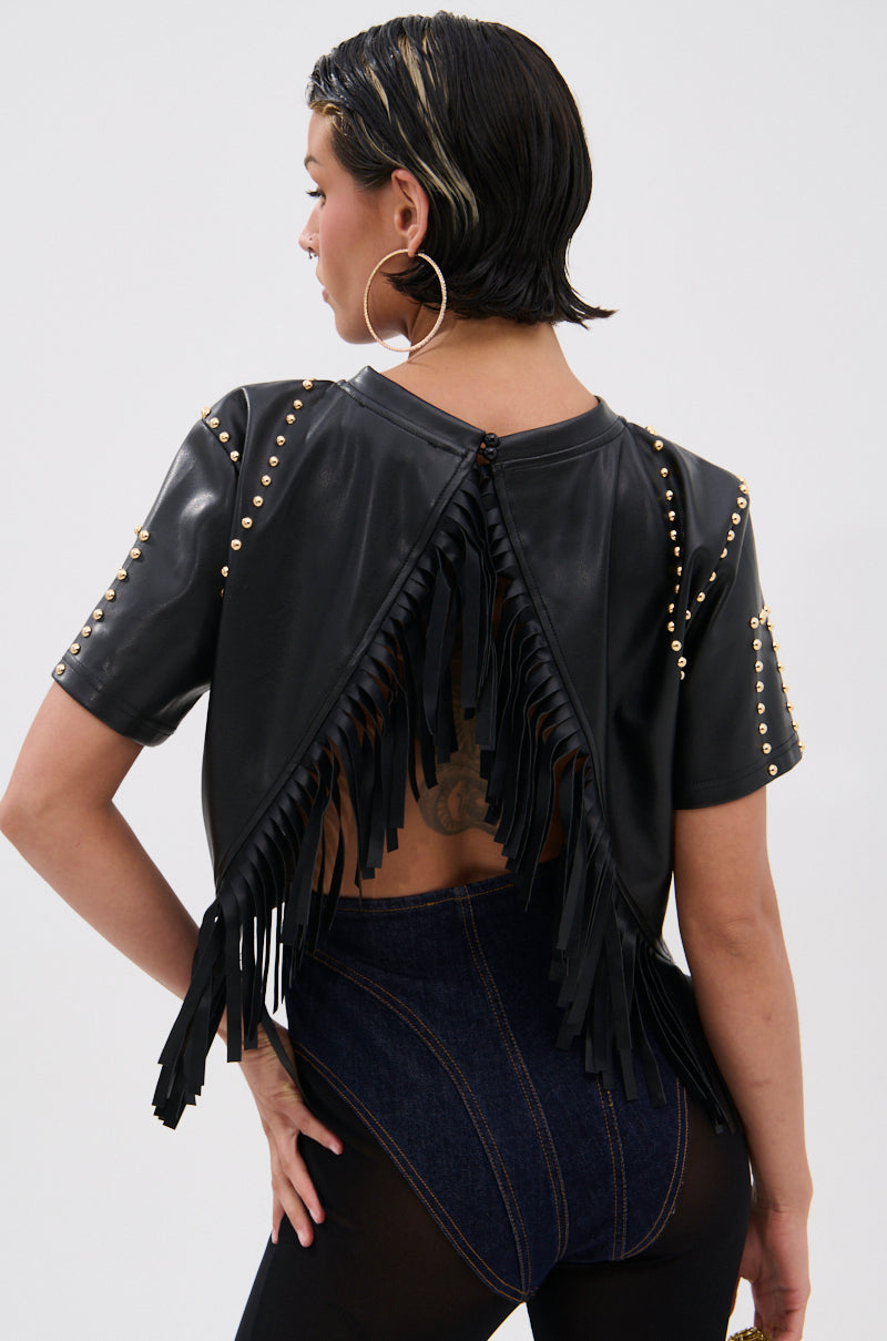 ROCKSTAR STUDDED FRINGE TOP