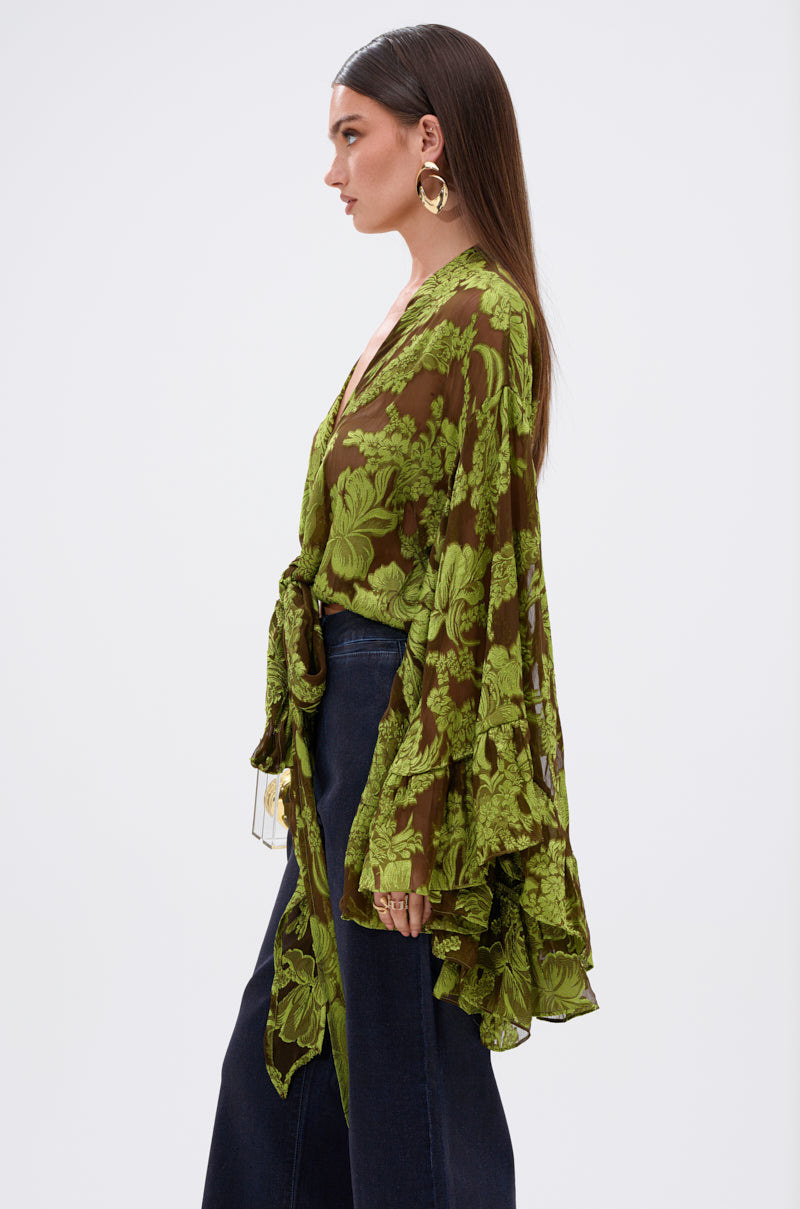 BUTTERLY EFFECT BLOUSE IN GREEN