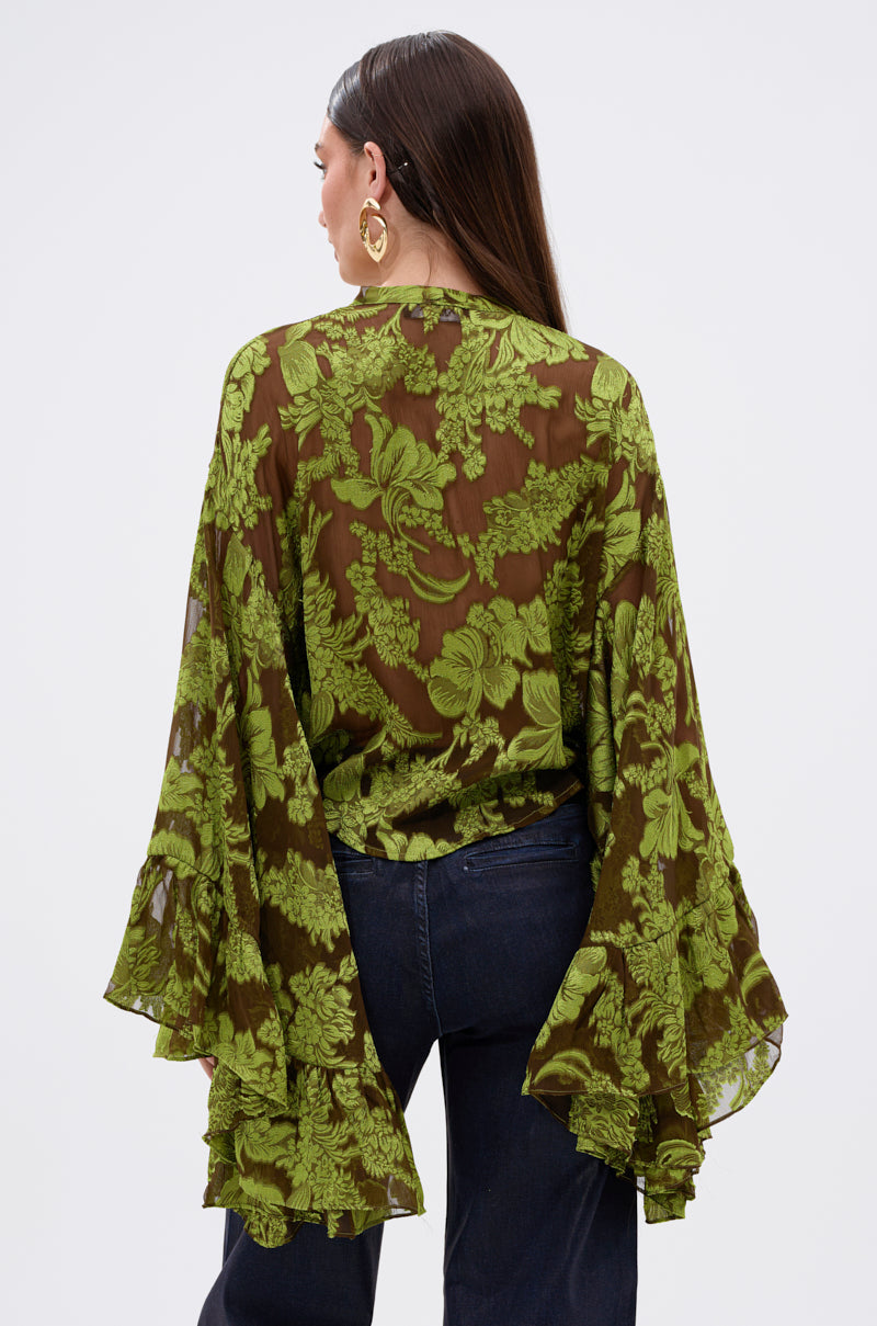BUTTERLY EFFECT BLOUSE IN GREEN