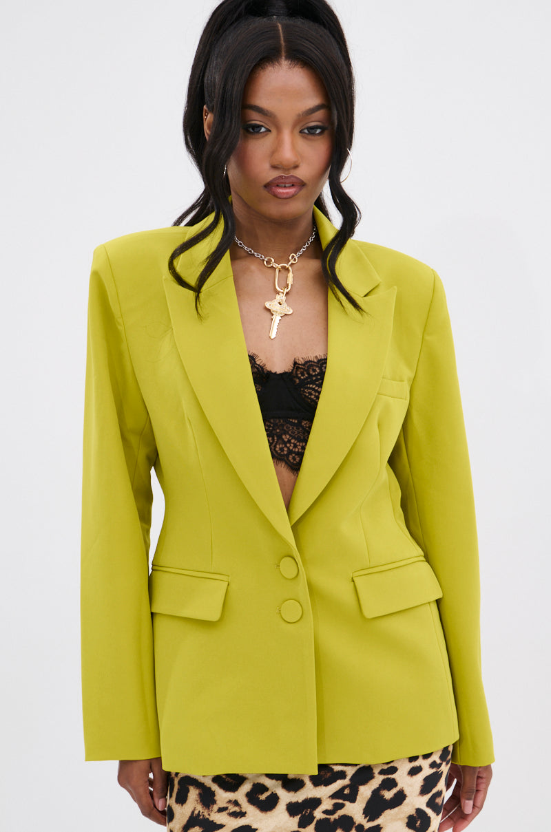 IRIS BLAZER IN CHARTREUSE