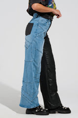 EXTREME STRETCH PATCHWORK WIDE LEG JEANS