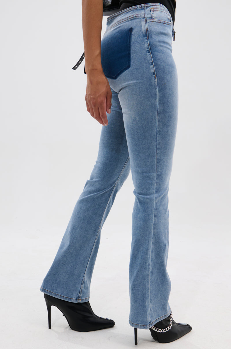 TOO GOOD TO BE TRUE LOW RISE DENIM FLARE PANT