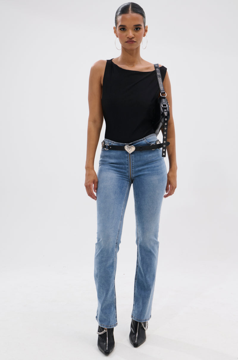 TOO GOOD TO BE TRUE LOW RISE DENIM FLARE PANT