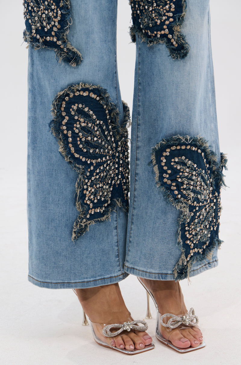 REBIRTH BUTTERFLY PATCH JEANS