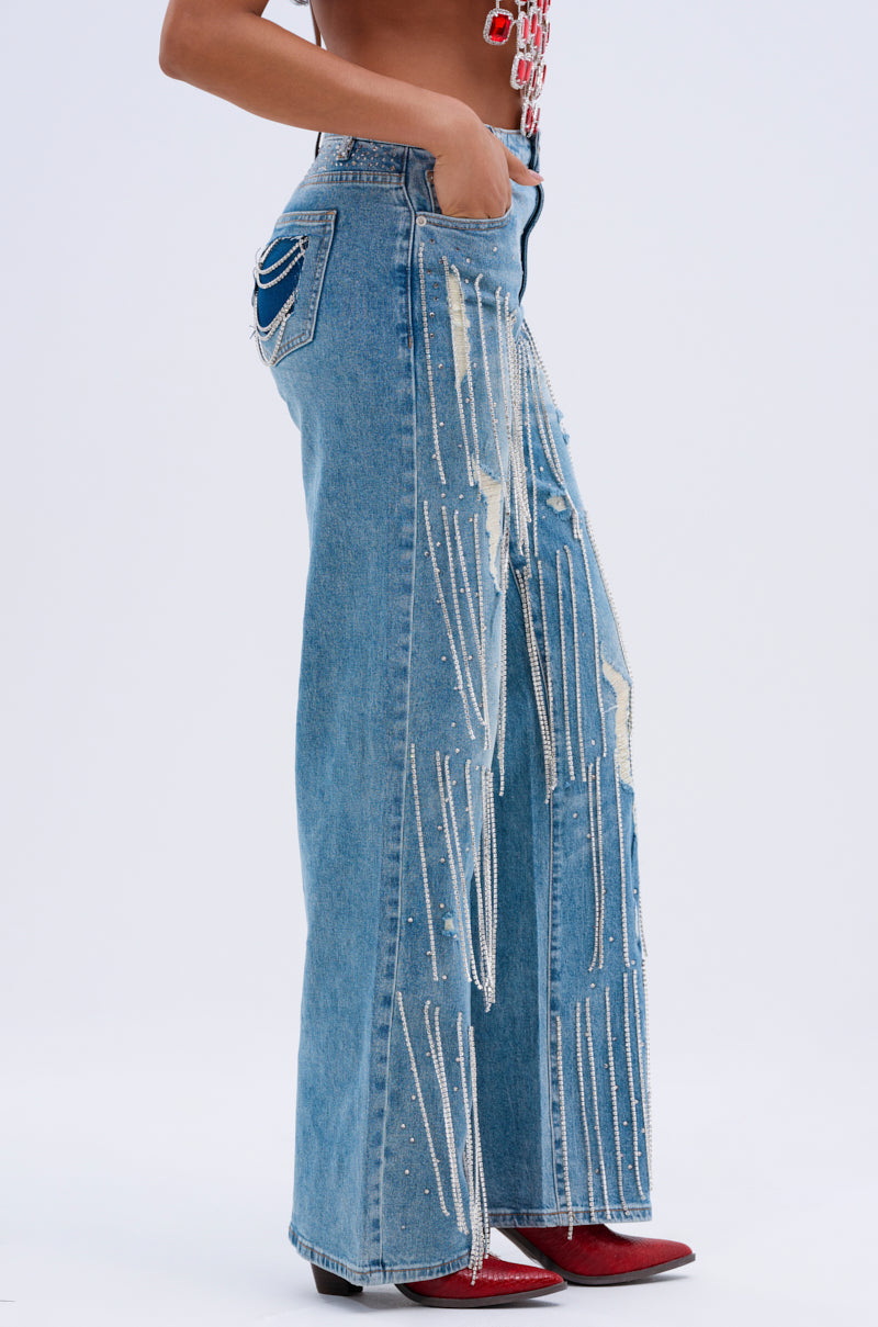DRIPPING IN JEWELS RELAXED FIT DENIM JEANS