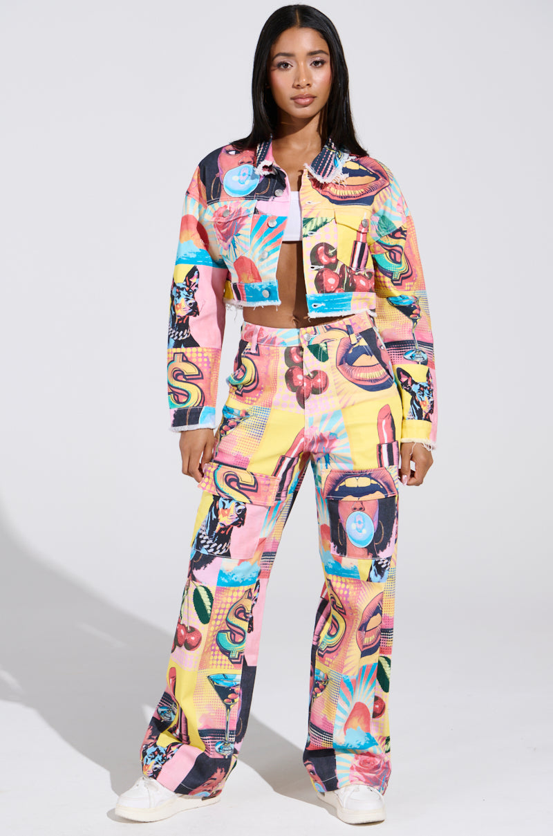 ELECTRIC PRINTED DENIM JACKET