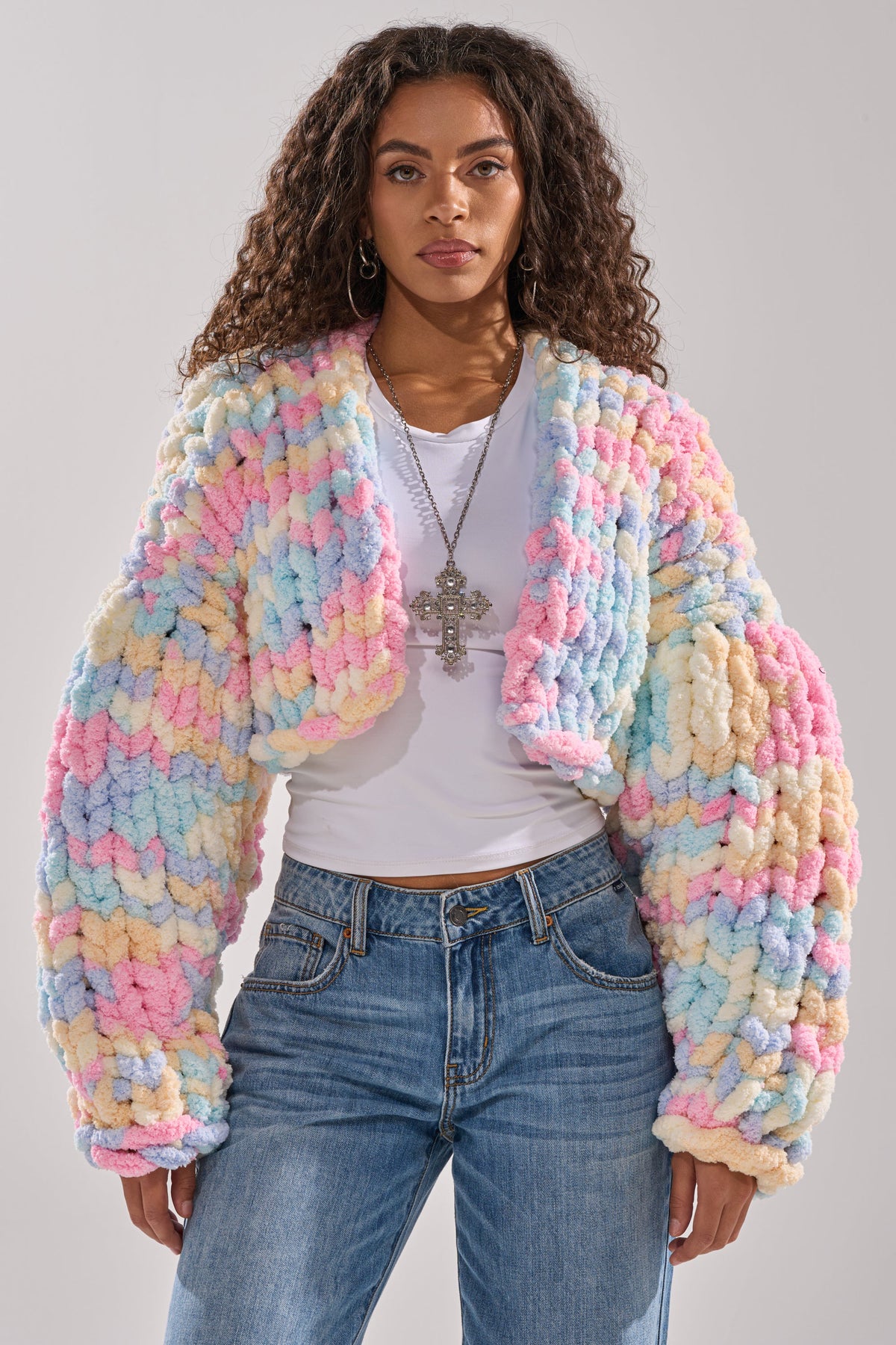 ALIA CHUNKY CHENILLE KNIT CARDIGAN