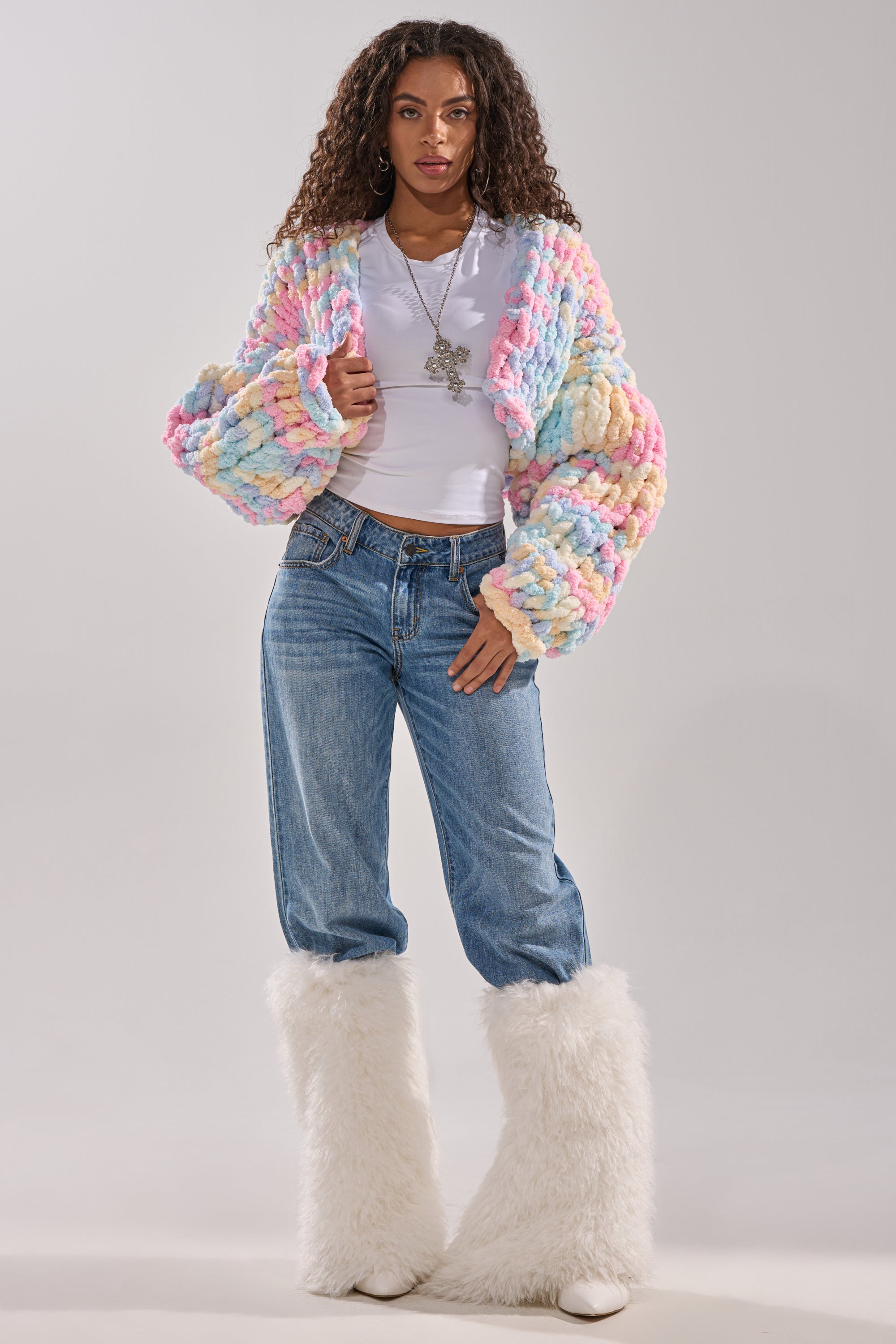 ALIA CHUNKY CHENILLE KNIT CARDIGAN