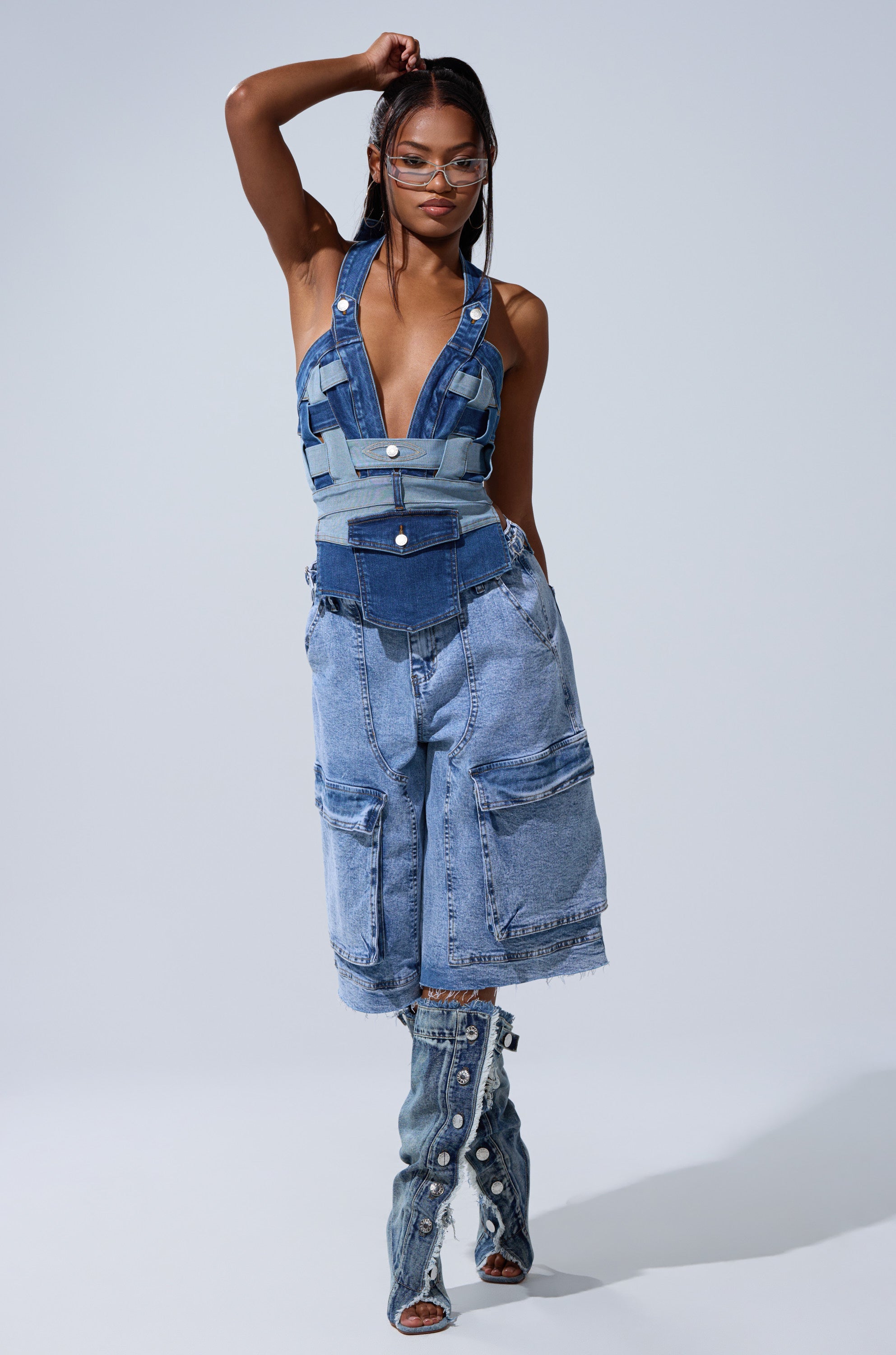 CATCH ME ABSTRACT DENIM CORSET