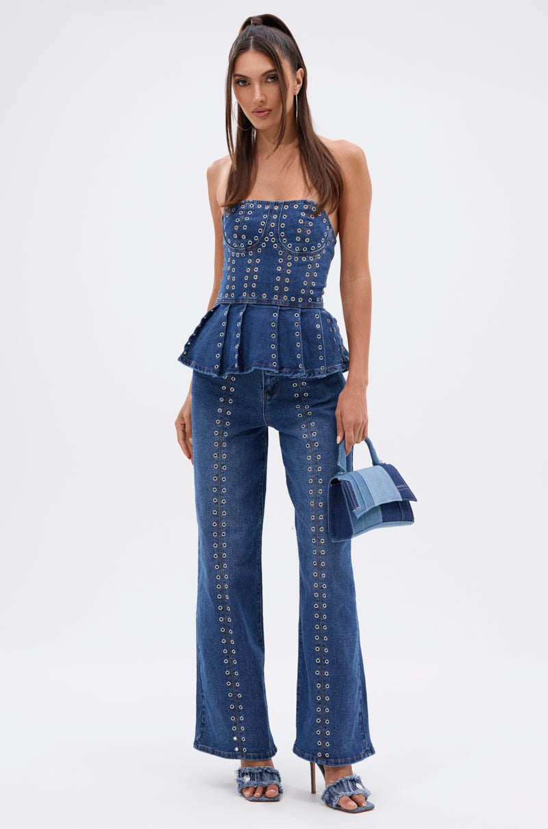 SOFIA DENIM CORSET WITH GROMMET