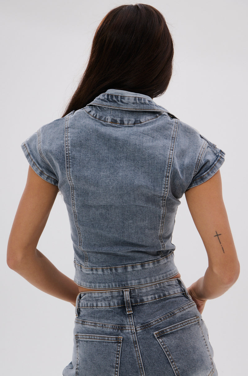 VINTAGE DENIM BLOUSE WITH PATCHES