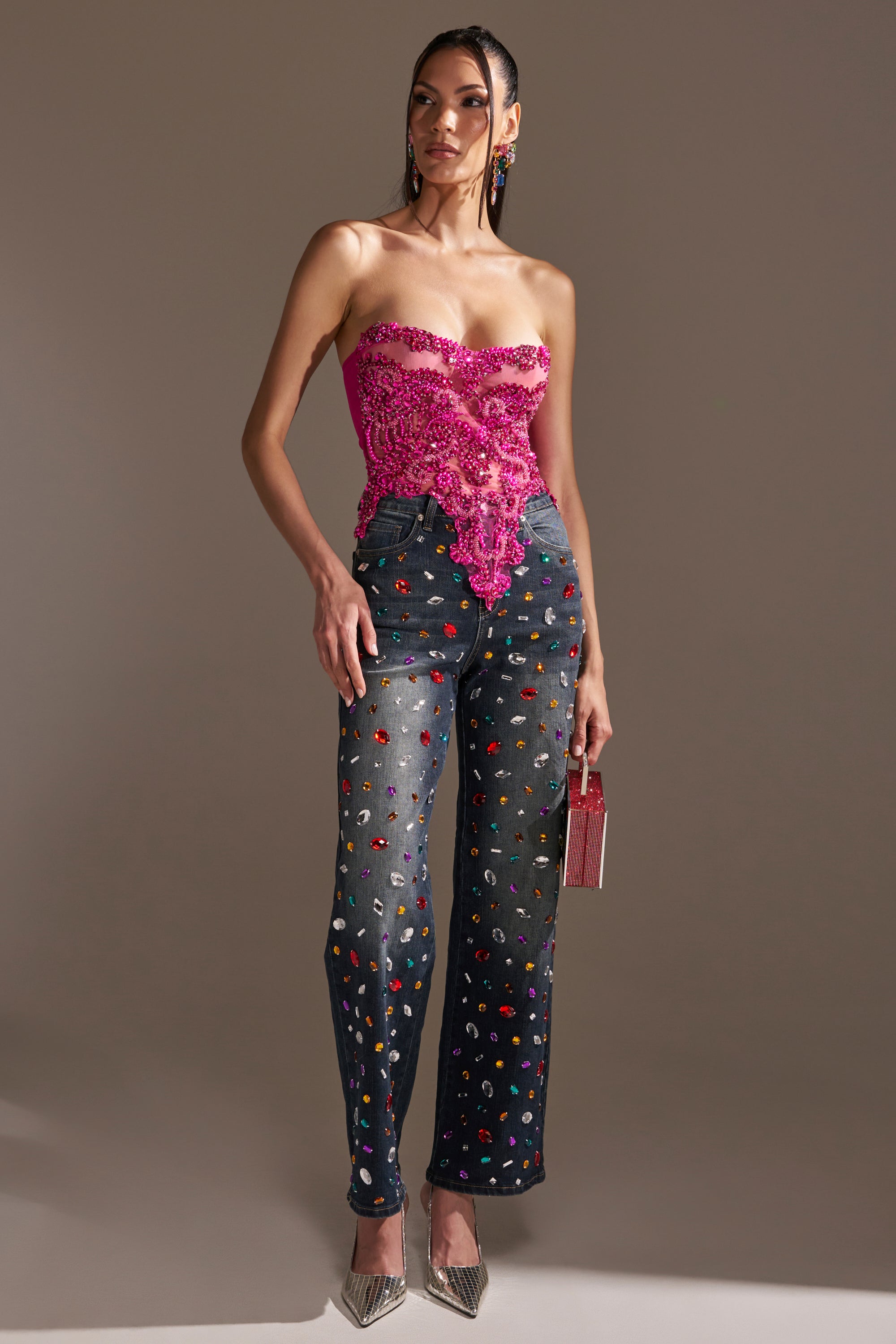 JEWELERS ROW RHINESTONE DENIM JEANS