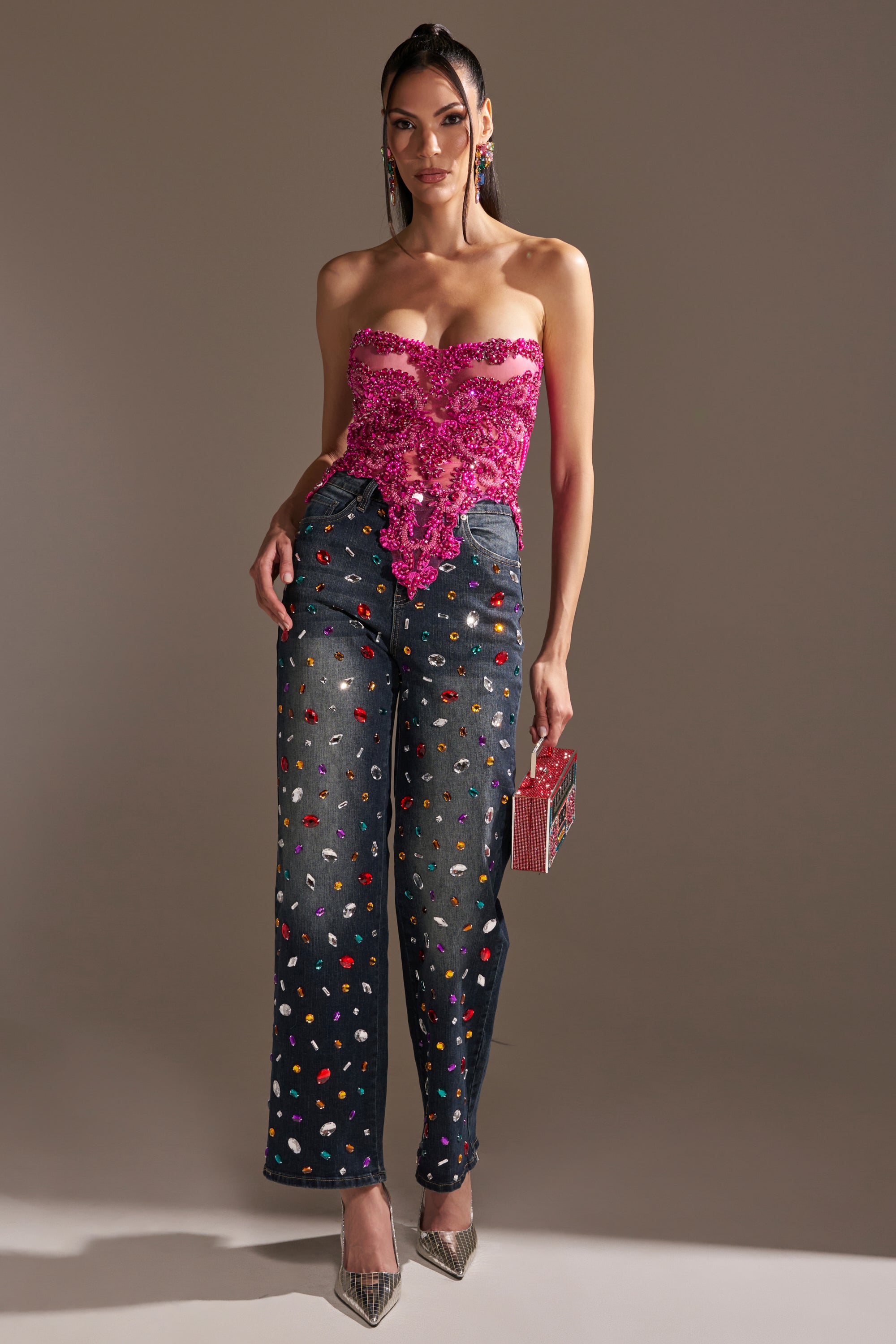 JEWELERS ROW RHINESTONE DENIM JEANS