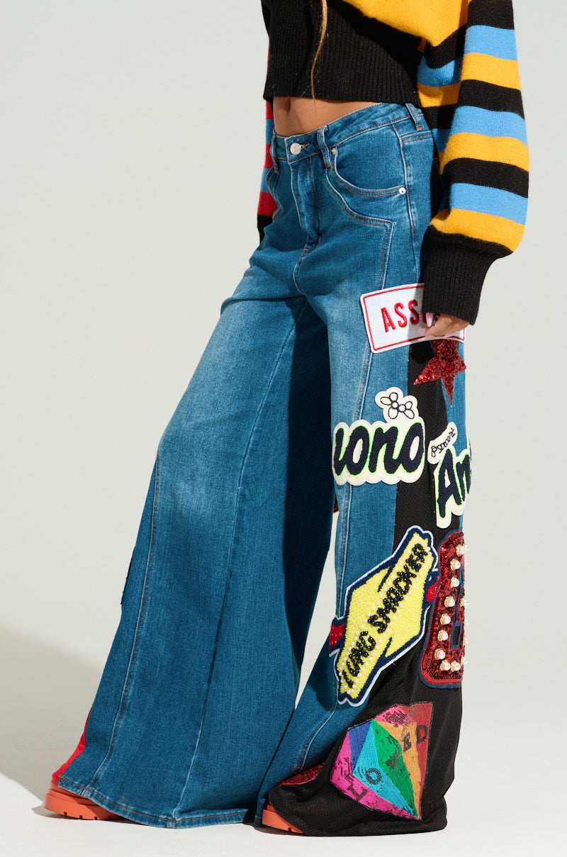 NOT SORRY PATCHWORK DENIM JEANS