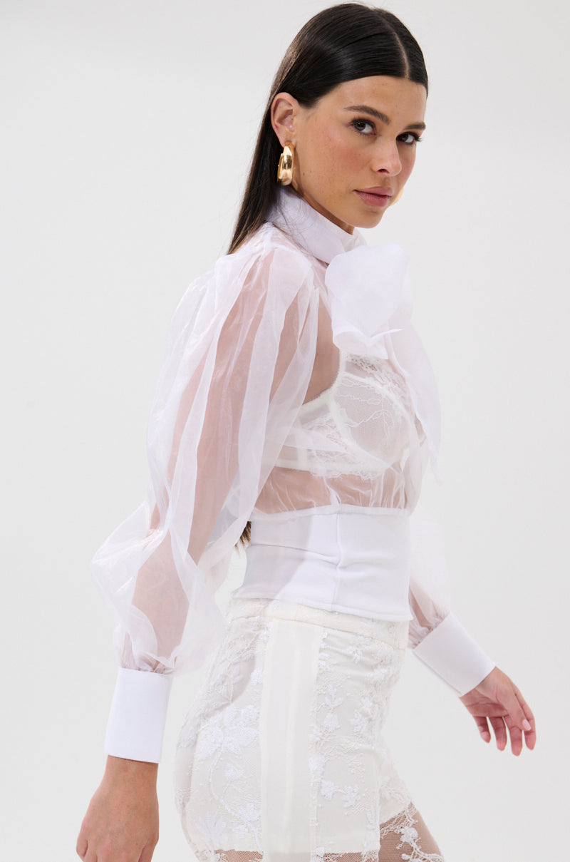 DANCE AND SHAKE BLOUSE WITH BOW IN WHITE