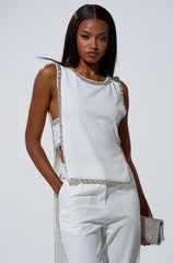 TALK TO ME BABY BLOUSE WITH RHINESTONE IN WHITE