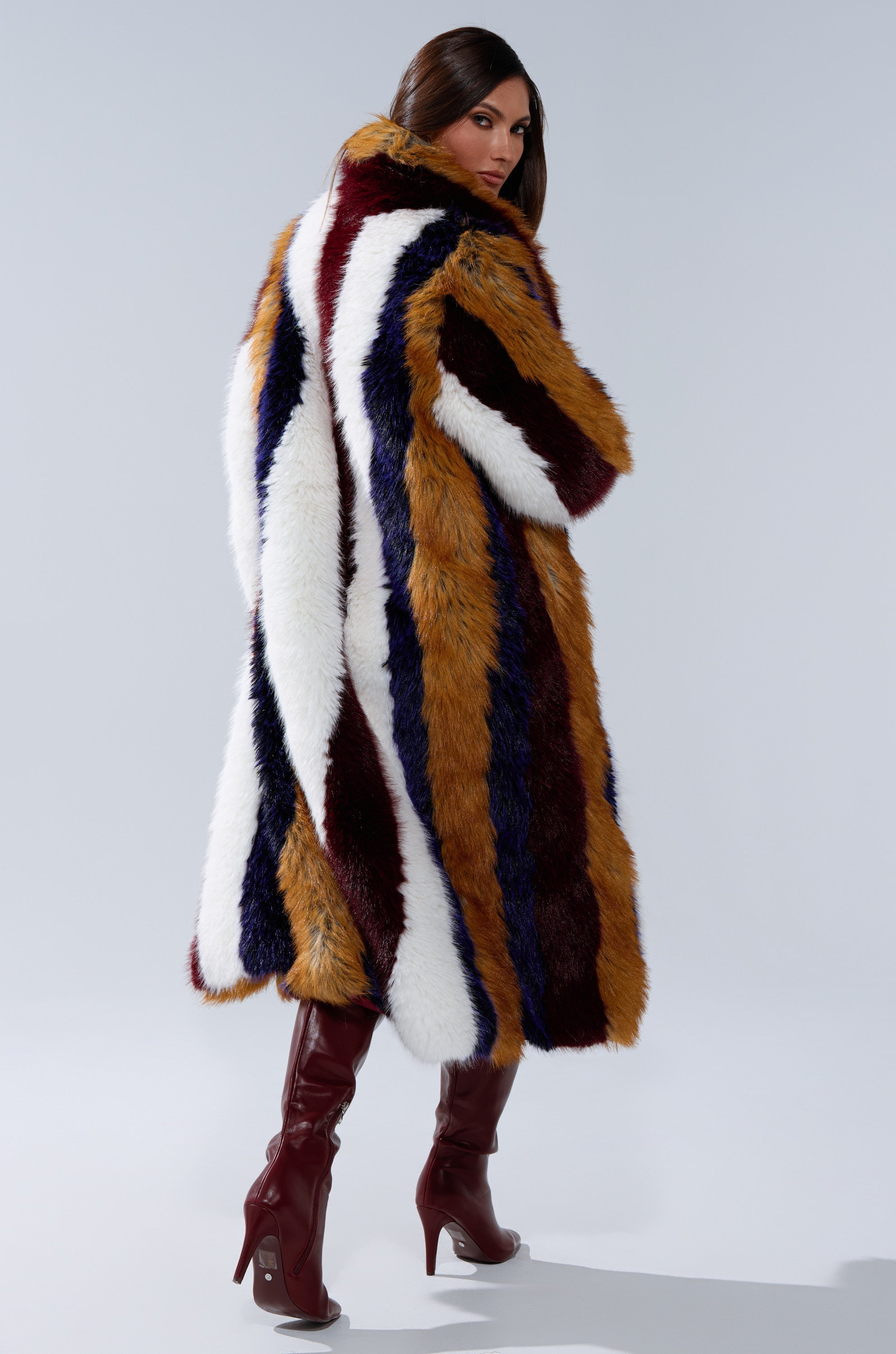 ALAIA STRIPED FAUX FUR