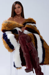 ALAIA STRIPED FAUX FUR