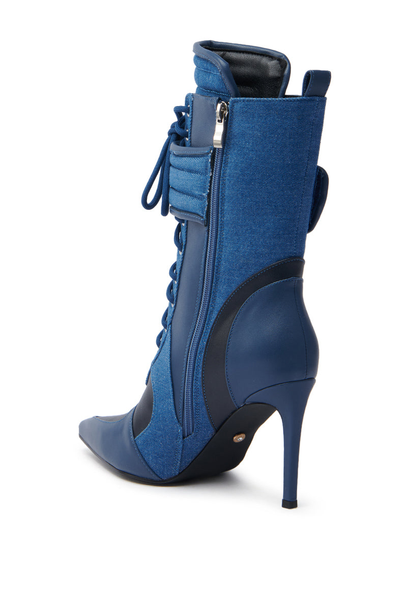 AZALEA WANG AMADA DENIM SPORTY STILETTO BOOTIE