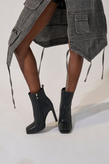 AZALEA WANG AMHERST BLACK PU BOOTIE