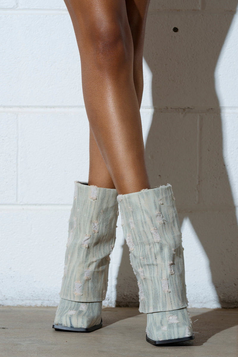  AZALEA WANG ANNECY GREY WASHED BOOTIE